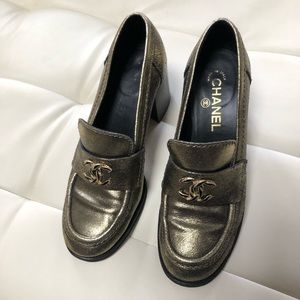 Chanel gold heels